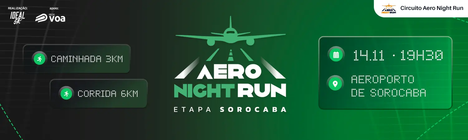 Banner da corrida Aero Night Run - Sorocaba